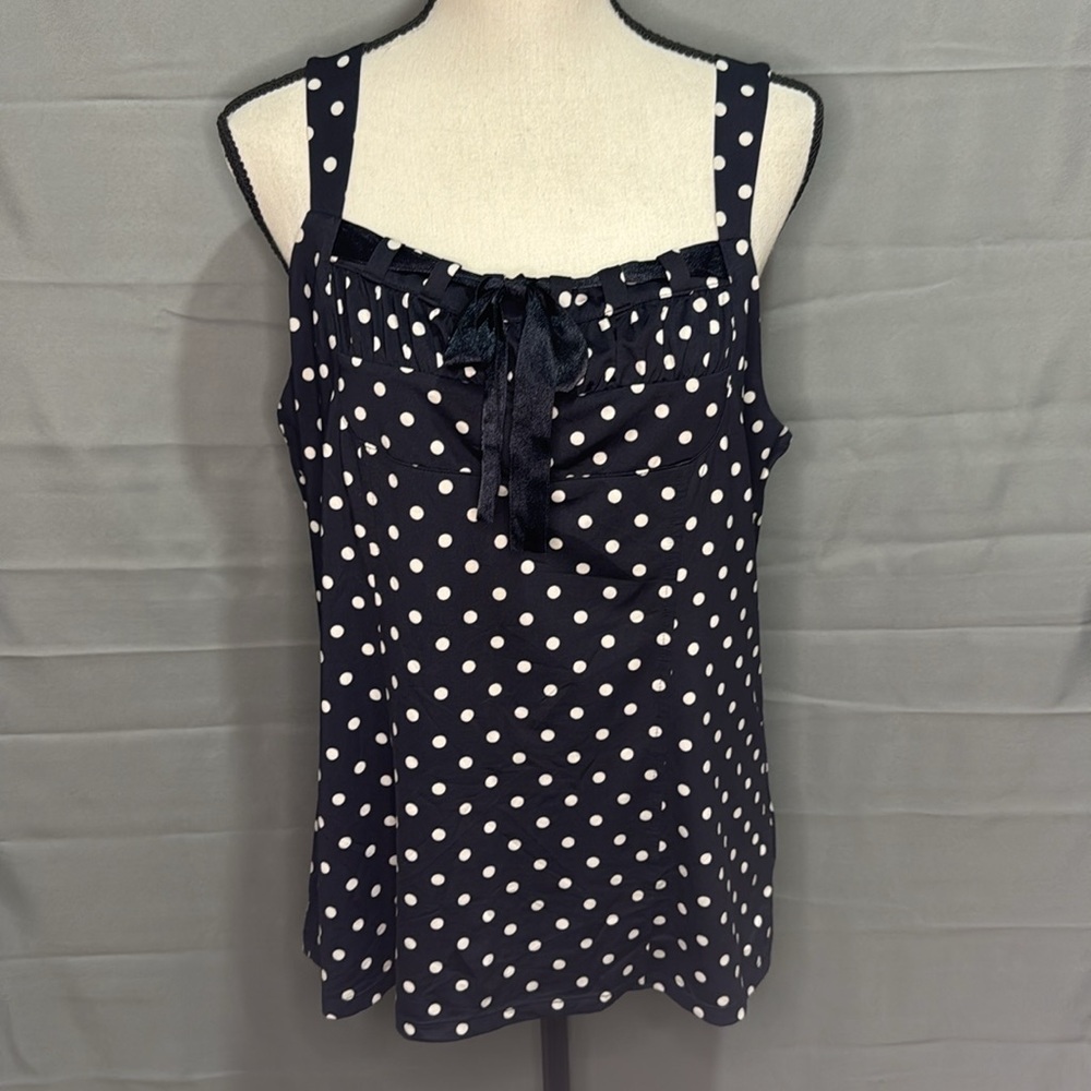Silky Black & White Polka Dot Tank Top